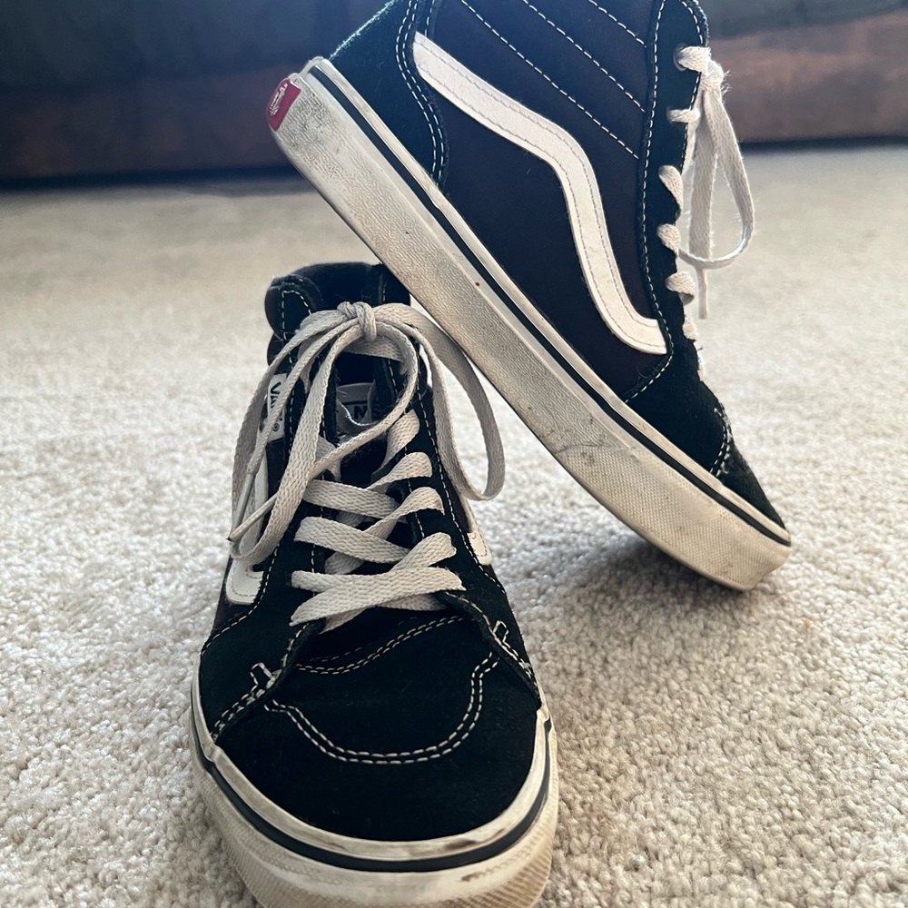 Vans Kids Black and White High-Top Sneakers